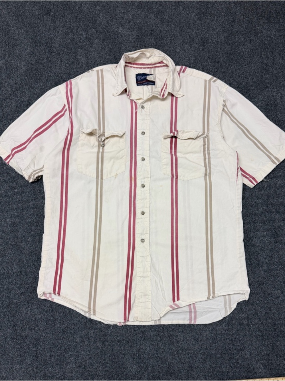 Vintage y2k wrangler short sleeve striped button up shirt